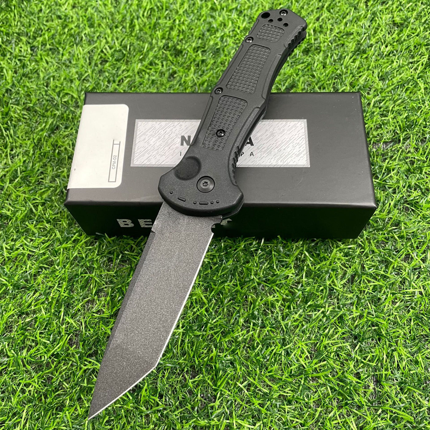 Outdoor Self Defense Automatic Jump Knife, 9070 Pocket Folding Knife, D2 Steel Blade Non-Slip Fiberglass Handle, EDC Multi-Functional Sharp Tactical Knife for Outdoor, Tactical, Survival and EDC